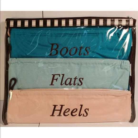 🎉HP🎉HENRI BENDEL TRAVEL SHOE BAG SET OF 3.ZIP CARRY CASE WITH SIGNATURE PULL - Picture 6 of 8